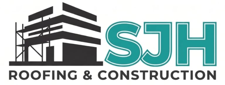 SJH Roofing & Construction logo with building framework and scaffolding icon
